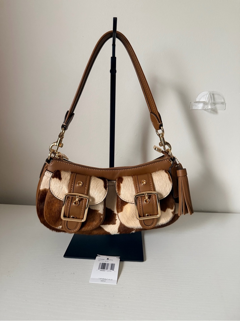 Coach Ashton Shoulder Brown Cowhide Leather Shoulder Bag with Buckle Pockets
